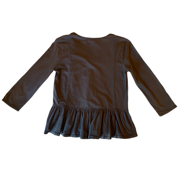 MADEWELL Deep V Peplum Zigzag Stitching Tee - SZ XS Charcoal Gray - Picture 9 of 12